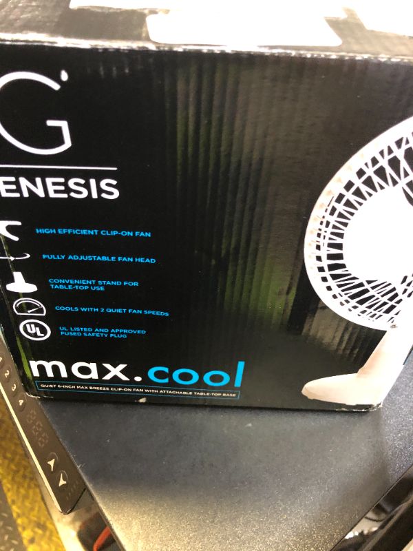Photo 1 of Genesis 6-Inch Clip Convertible Table-Top & Clip Fan Two Quiet Speeds - Ideal For The Home, Office, Dorm, More White