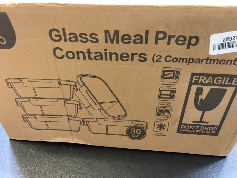 Photo 1 of [5-Pack,36 Oz]Glass Meal Prep Containers 2 Compartments Portion Control with Upgraded Snap Locking Lids Glass Food Storage Containers, Microwave, Oven, Freezer and Dishwasher (4.5 Cups)