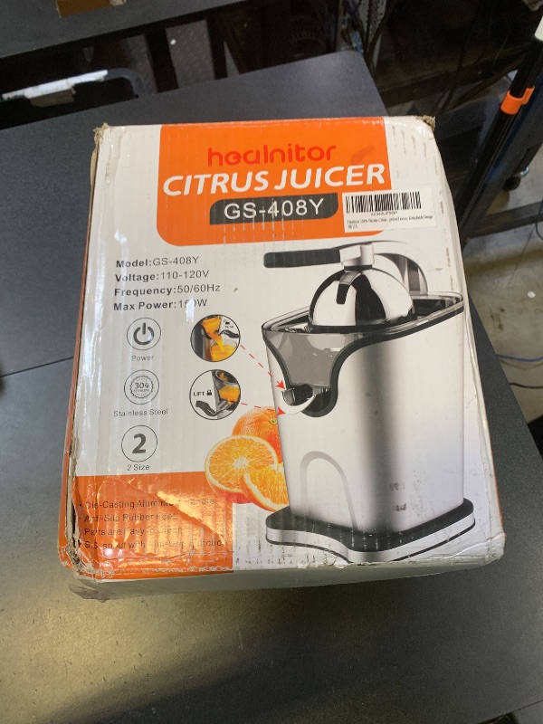 Photo 1 of Healnitor 150W Electric Citrus Juicer Squeezer with 2 Cones, Stainless Steel Quiet Orange Juice Extractor Machines for Lime Grapefruit Lemon, Detachable Design