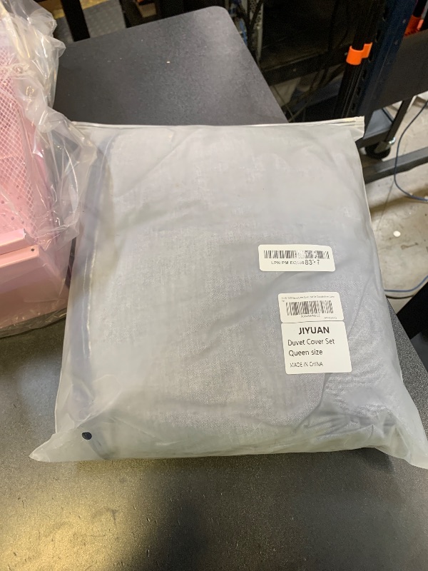 Photo 1 of JIYUAN 100% Washed Cotton Duvet Cover Set 3 Pieces Queen, 1 Duvet Cover 90x90 Inches(Comforter Not Included) and 2 Pillowcases,Linen Feel Bedding Set Comfy and Breathable,Chocolate Brown