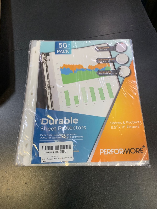 Photo 1 of Performore 50-Pack Clear Sheet Protectors | 8.5 x 11 Inch Heavy Duty Plastic Sleeves | Top Loading Reinforced Hole Page Protectors | Archival Acid-Free Non-Glare for 3 Ring Binders Documents Photos