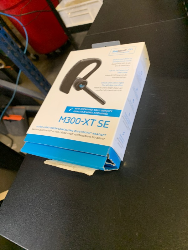Photo 1 of BlueParrott M300-XT SE Mono Bluetooth Wireless Headphones 80% Noise Canceling Earpiece Headset for Mobile Workers & Delivery Drivers, Compact Design with IP54-Rated Protection, 14 hrs Talk Time, Black