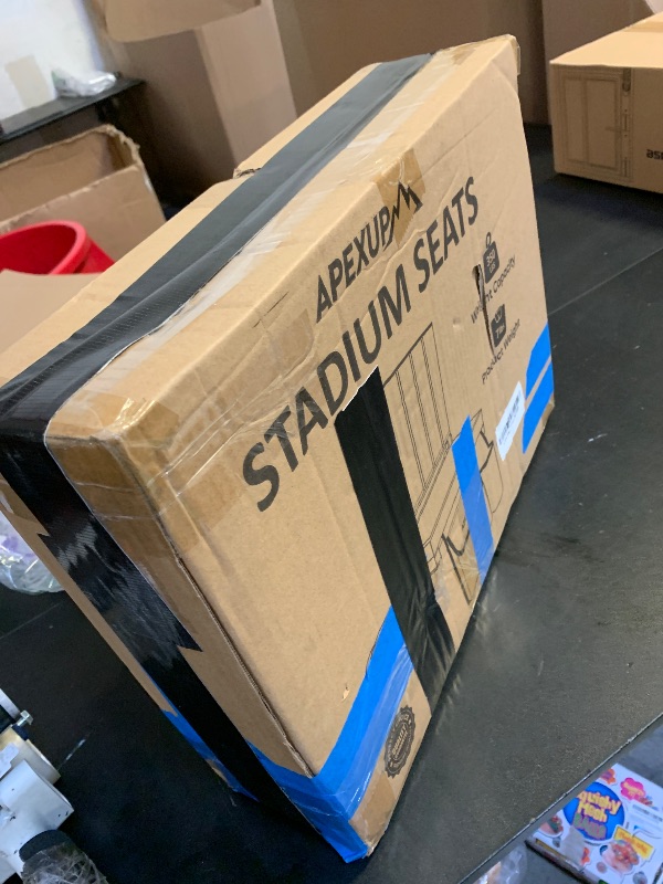 Photo 1 of APEXUP Stadium Seats with Back Support, Portable Bleacher Seat with Large Pocket and Cup Holder, Wide Stadium Chair for Sports Events and Concerts (Grey)