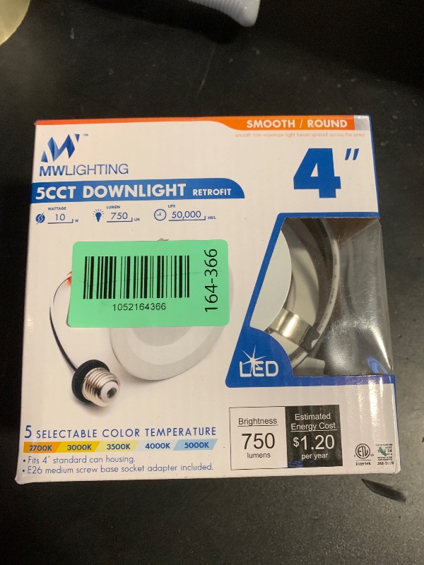 Photo 1 of mw 4 Inch LED Recessed Can Lights,10W=75W,750LM,2700K/3000K/3500K/4000K/5000K Can Lights 4 Inch,Smooth Trim,IC & Wet Rated,ETL & FCC,California JA8 Certified