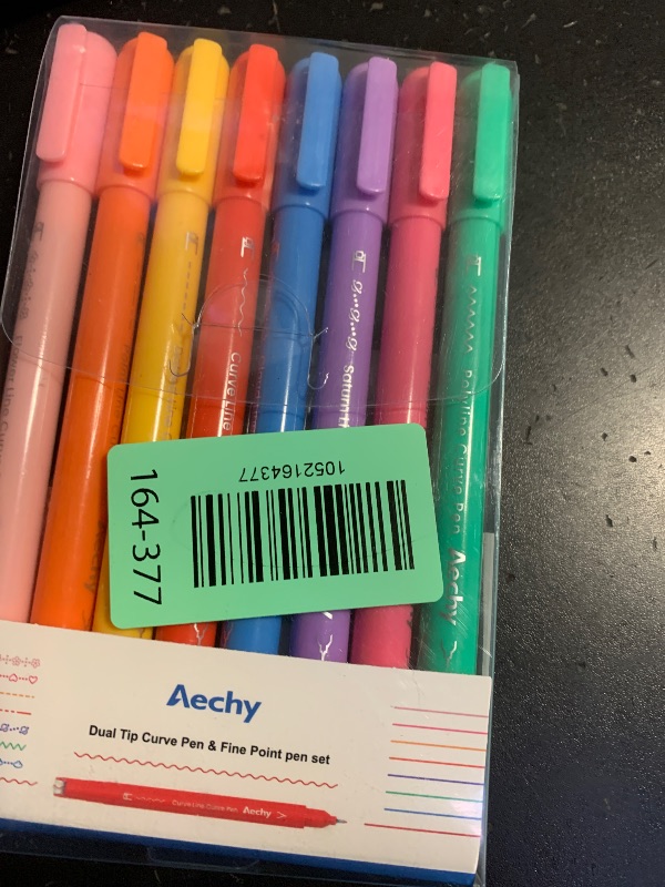 Photo 1 of AECHY 8PCS Curve Highlighter Pen for Note Taking, Dual Tip Pens with 8 Different Curve Shapes & 8 Colors Fine Lines, Colored Curve Pens Set for Kids Journaling Back to School Supplies