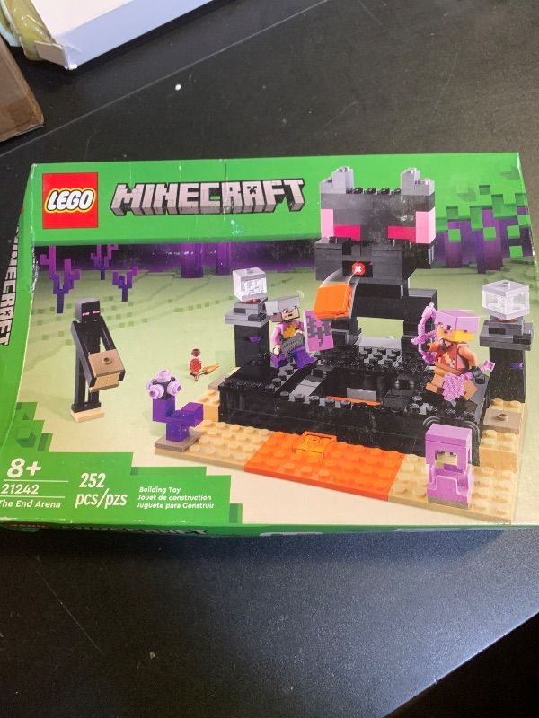 Photo 1 of LEGO Minecraft The End Arena 21242, Player-vs-Player Battle Playset with Lava, Ender Dragon and Enderman Figures, Action Toys for Kids 8 Plus Years Old