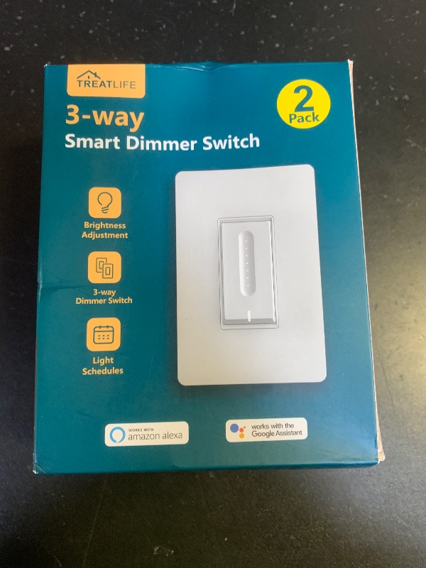 Photo 1 of TREATLIFE 3 Way Smart Dimmer Switch 2 Pack, 2 Master 3 Way Dimmable Light Switches, 2.4GHz WiFi Smart Switch Compatible with Alexa and Google Home, Neutral Wire Needed, No Hub Required