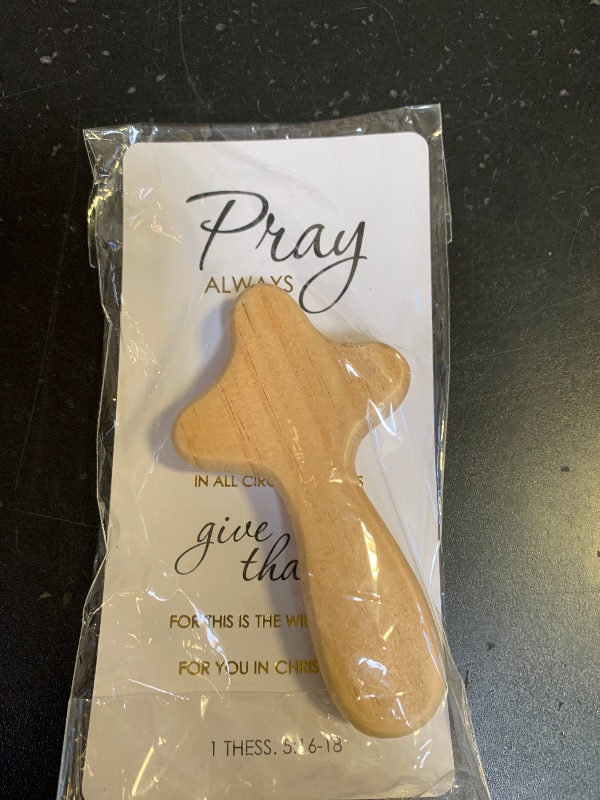 Photo 1 of Needzo Pray Always Hand-Held Wooden Cross with Prayer Card, 4 Inch