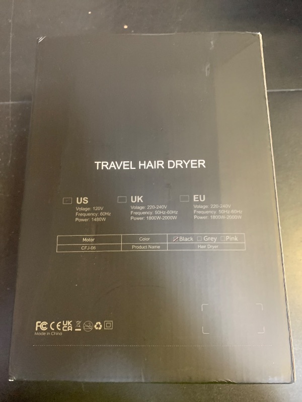 Photo 1 of Hair Dryer, 150000RPM Ionic Blow Dryer - Fast Drying, Low Noise, Foldable Portable with Diffuser and Nozzle, Compact Mini for Women and Men, Home and Travel - Black
