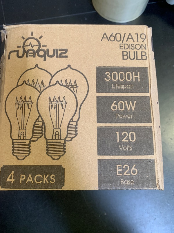 Photo 1 of runquiz Warm Incandescent Light Bulbs 60 Watt,A19/A60 Vintage Style Edison Bulbs E26,Soft Yellow Light Bulbs,Amber Bulbs,Retro Light Bulb Old Fashioned,Halogen Dimmable Edison Bulb Squirrel Cage