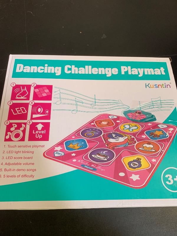 Photo 1 of Kusntin Unicorn Dance Mat, Dance Mixer Rhythm Step Play Mat, Pink Dance Pad with LED Lights, Adjustable Volume, Built-in Music, 5 Game Modes, Xmas B-Day Gifts for 3-12 Years Old Girls Toys