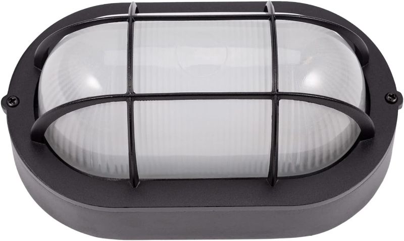 Photo 1 of GRUENLICH LED Bulkhead Light, Flush Mount for Wall or Ceiling, 6W 600 Lumen, Dimmable 5000K Daylight White, Aluminum Housing, Water-Proof for Outdoor, Black Finish 1-Pack