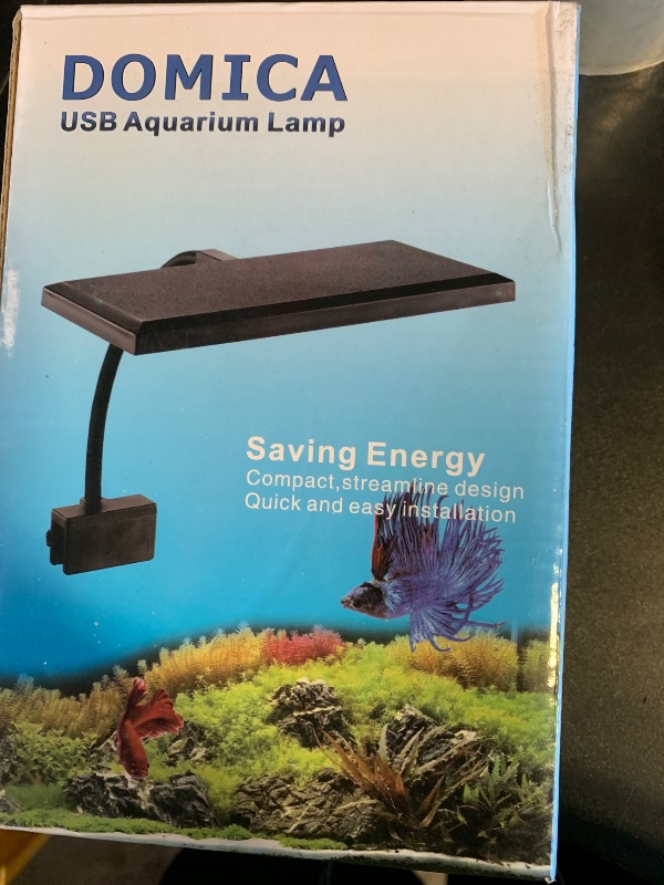 Photo 1 of DOMICA Clip On Aquarium Light with Timer for 3 to 8 Gal Fish Tank (Dimmable Full Spectrum LED) USB Moving Lamp for Open Terrarium (Adapter NOT Included)