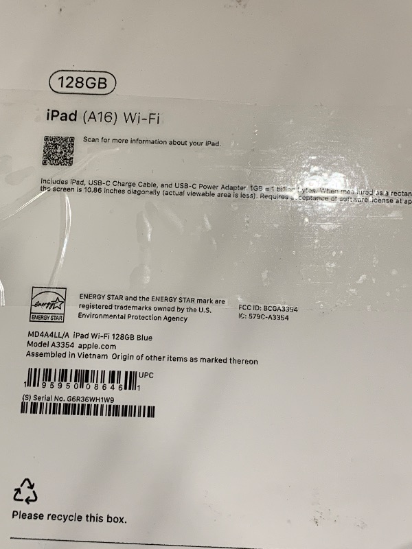 Photo 1 of **PASSCODE LOCKED FROM PREV OWNER CANNOT UNLOCK** Apple iPad 11-inch: A16 chip, 11-inch Model, Liquid Retina Display, 128GB, Wi-Fi 6, 12MP Front/12MP Back Camera, Touch ID, All-Day Battery Life — Blue