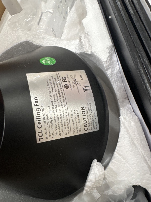 Photo 1 of **ONE ARM IS BROKEN**TCL Ceiling Fans with Lights, 52 Inch Low Profile Ceiling Fan with Light and Remote Control, Flush Mount, DC Reversible Motor, Noiseless, 6 Speeds Ceiling Fan for Bedroom (Black)