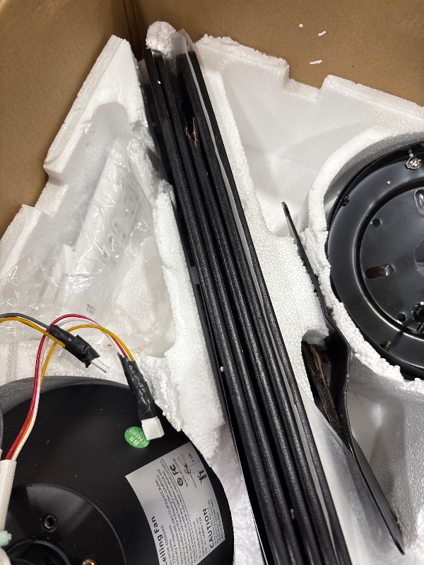Photo 1 of **ONE ARM IS BROKEN**TCL Ceiling Fans with Lights, 52 Inch Low Profile Ceiling Fan with Light and Remote Control, Flush Mount, DC Reversible Motor, Noiseless, 6 Speeds Ceiling Fan for Bedroom (Black)