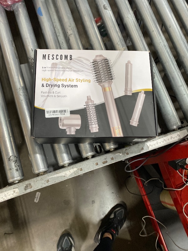Photo 1 of *** CHECK COMMENTS***      MESCOMB Upgraded 5 in 1 Hot Air Styler – 110,000 RPM Hair Dryer Brush with Automatic Curling Barrel, Volumizer for Curl, Smooth & Blowout, Anti-Frizz & No Heat Damage (Champagne)