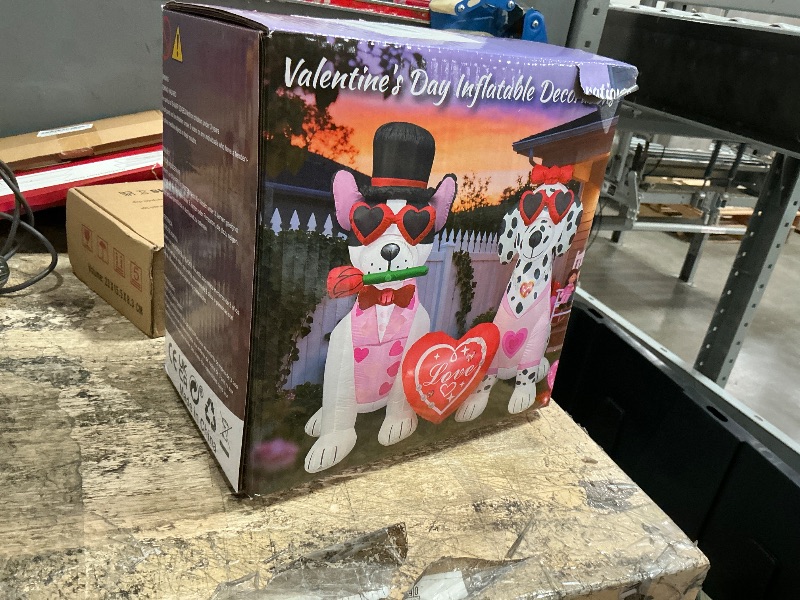 Photo 1 of **MINOR DAMAGED TO FEMALE DOGS REAR FOOT (STUCK TO DOG WONT INFLATE)*** Valentine's Day Inflatable Decorations - 5.2FT LED Light-Up Couple Dogs with Heart & Rose - Blow-Up Outdoor Decor for Romantic Gifts, Anniversaries, Yard,Garden, Balcony