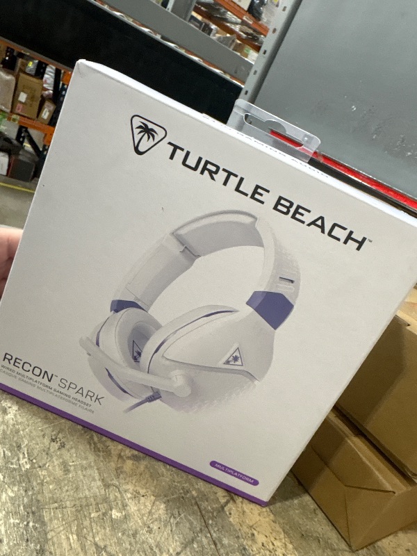 Photo 1 of **DAMAGED** 
Turtle Beach Recon Spark Gaming Headset - Xbox Series X, Xbox Series S, Xbox One, PS5, PS4, PlayStation, PC, Mobile with 3.5mm - Flip-Up Mic, 40mm Speakers, PC Splitter, White