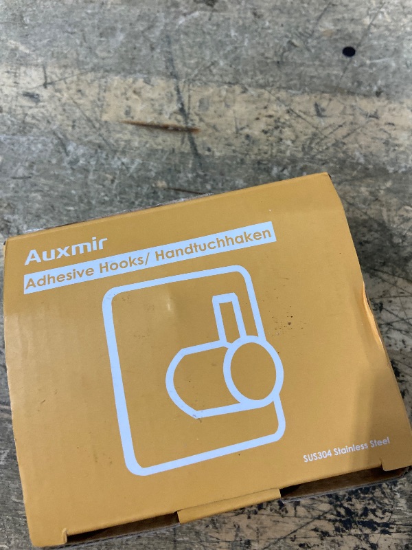 Photo 1 of **PARTIAL SET/ ONLY 3 /MISSING BACKING ADHESIVE*** Auxmir Adhesive Hooks Heavy Duty 22lb(Max) Towel Hooks for Shower, 5 Pack Self Adhesive Damage Free Wall Hooks, Stainless Steel for Coat Robe, Waterproof Oilproof Rustproof for Bathroom Kitchen Office