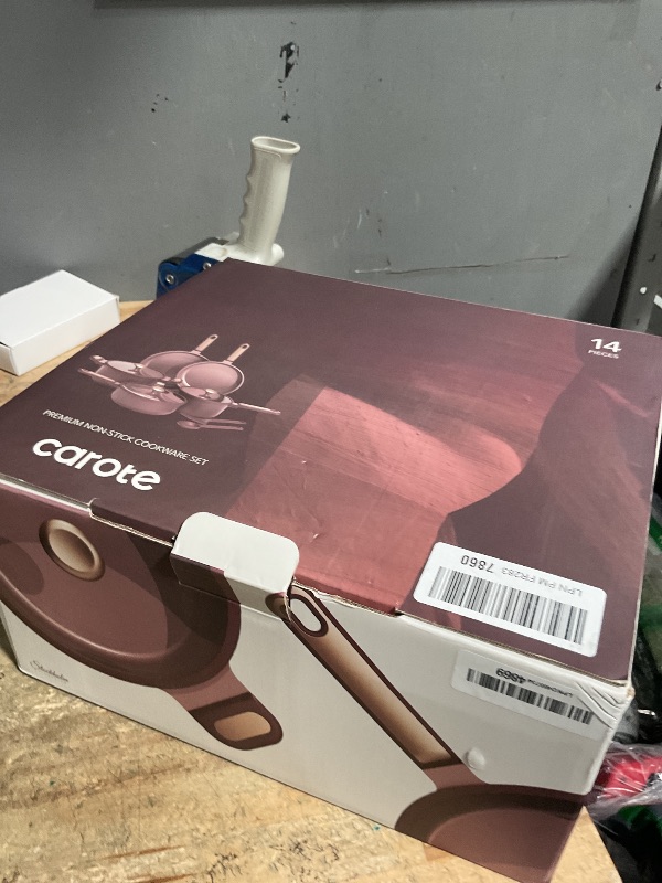 Photo 1 of **MISSING ONE LID AND UTENSILS**CAROTE Pots and Pans Set Nonstick, 16pcs Cookware Set Nonstick Non-Toxic & PFOA&PFOS-Free, Dishwasher, RV/Camping Cookware Set, Cooking Pots with Lids,Wine Red