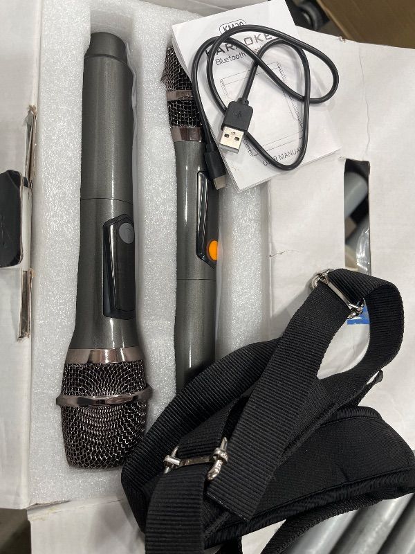 Photo 1 of ***MISSING PARTS***
Karaoke Machine for Adults & Kids, Bluetooth Speaker Portable with 2 Wireless Microphones, Bass/Treble Adjustment, Remote and LED Light, PA System Support AUX/USB/TF for Home Party