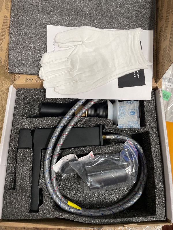 Photo 1 of ***missing base assembly piece** KES Black Bathroom Faucet Single Handle & Bathroom Sink Drain with Overflow, cUPC Certified Vanity Faucet with Pop Up Drain Stopper Stainless Steel Matte Black, L3156ALFF12-BK-C2