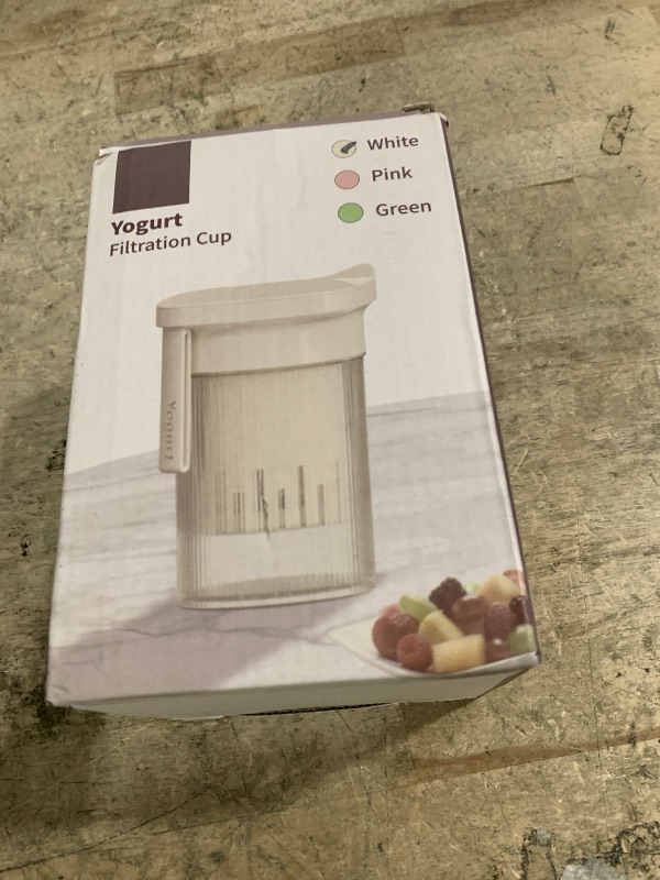 Photo 1 of 0.95 Quart?900ML?Portable Yogurt Strainer Cup, Compact Greek Yogurt Filter with Whey Separator for Cheese & Soy Milk, Leak-Proof & Easy to Carry Yogurt Maker (White)