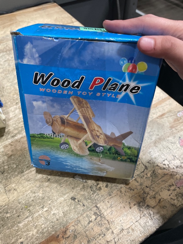 Photo 1 of **MINOR DAMAGES** TOYANDONA Vintage Wooden Airplane Model Decoration Retro Biplane Ornament for Home Office Desk Decor Wooden Toy Airplane Unique Antique Aircraft Decor for Boy Girl
