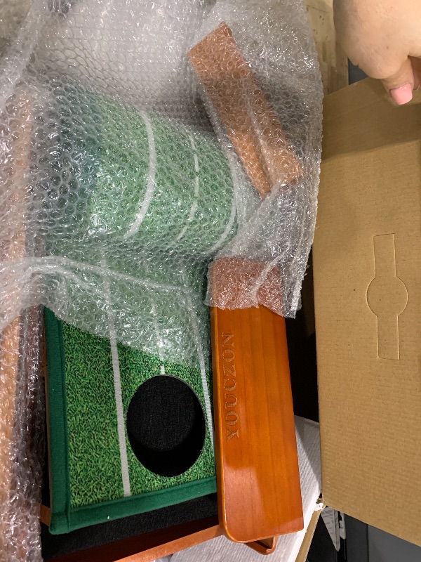 Photo 1 of **PARTIAL SET**YOUCZON Putting Green Indoor, No Hump Golf Mat with Auto Ball Return - Easy to Fold Solid Wood Base, Luxurious Velvet Surface - Ideal for Home or Office and Golfers (Green Two Holes)
