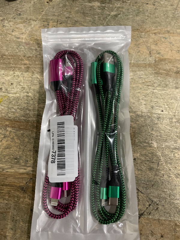 Photo 1 of [2-in-1|4FT] USB to Lightning & Type C Charging Cable, 2Pack Braided Multiple Charger Cord Fast Charging Wire for iPhone 17/16/15/14/13/12/11 Pro Max, XR/8 Plus, iPad Air/Mini, Samsung Galaxy, Pixel