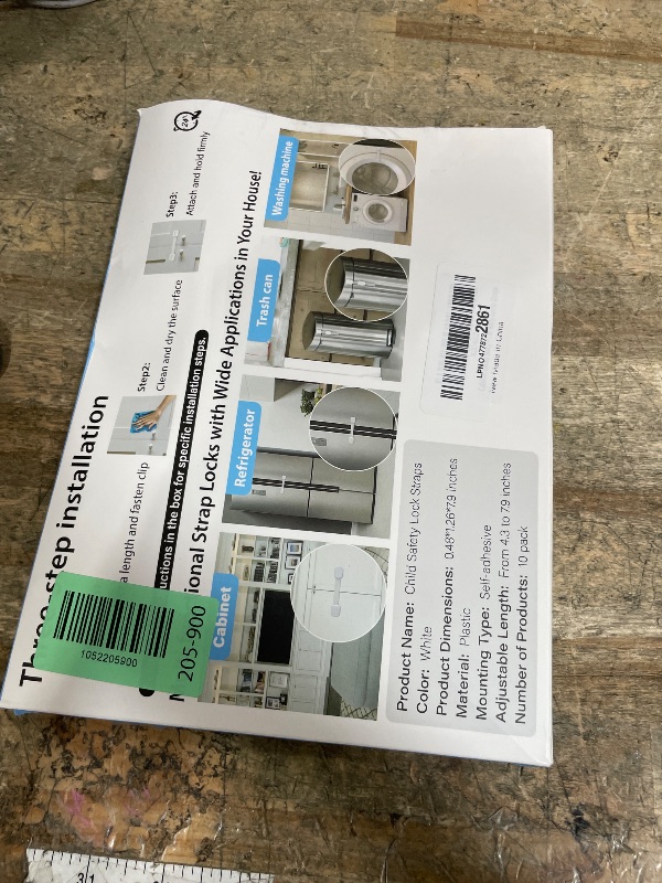 Photo 1 of 10 Pack Cabinet Locks Baby Proofing, Child Proof Cabinet Locks with 3M Adhesive - Easy Installation with Adjustable Straps, Multi-Purpose Child Safety Latches for Drawers Fridge Trash Cans Toilets