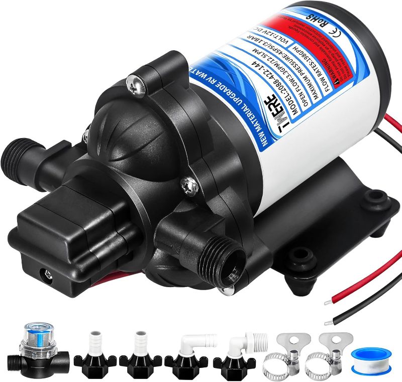 Photo 1 of
2088-422-144 Diaphragm Pump,12 V 45 PSI RV Water Pump,3.3 Gallons Per Minute Fresh Water Pump with 1/2MNPT Connection for RV Marine Yacht