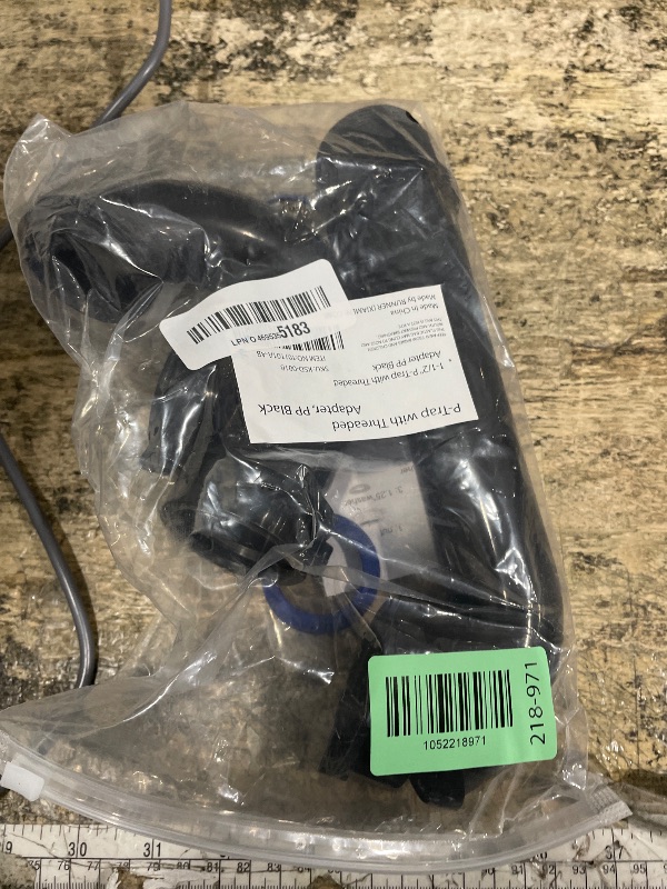 Photo 1 of (1 Pack) Yariwiz Black P Trap 1 1/2 Inch for Bathroom Kitchen Sink Drain Pipe Tubular Kit with Black Threaded Adapter and Blue TPE Washer KSD-001B