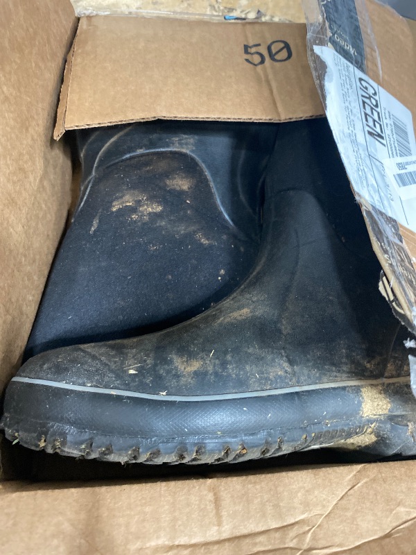 Photo 1 of ***DIRTY/USED SEE PHOTOS**
TIDEWE Rubber Boots for Men, 5.5mm Neoprene Insulated Rain Boots with Steel Shank, Waterproof Mid Calf Hunting Boots, Sturdy Rubber Work Boots for Farming Gardening Fishing (Black Size 8)