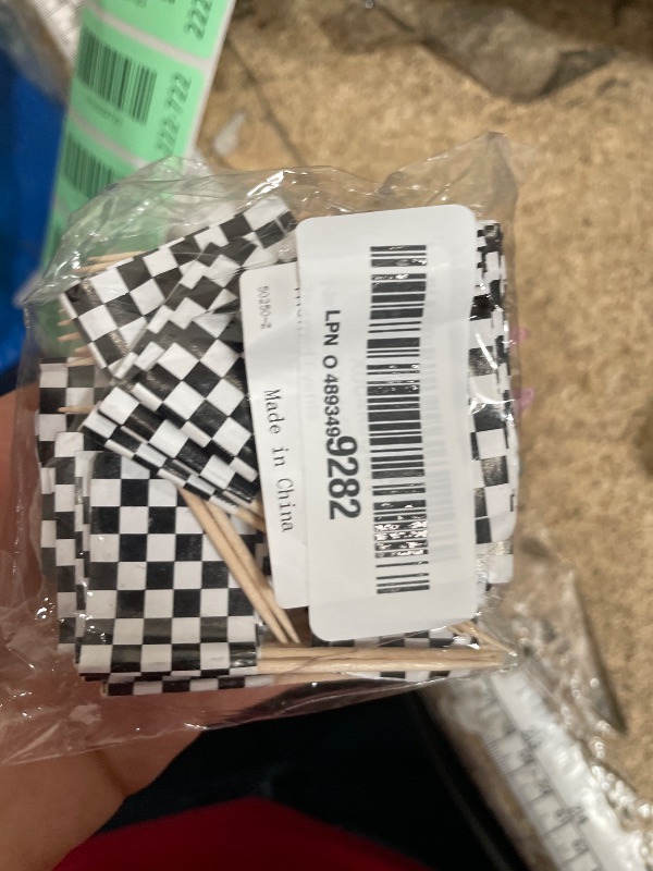 Photo 1 of 100 Pack Checkered Racing Flag Toothpicks - Checkered Flag Decorations for Cupcakes, Party Platters, Sports Themed Events