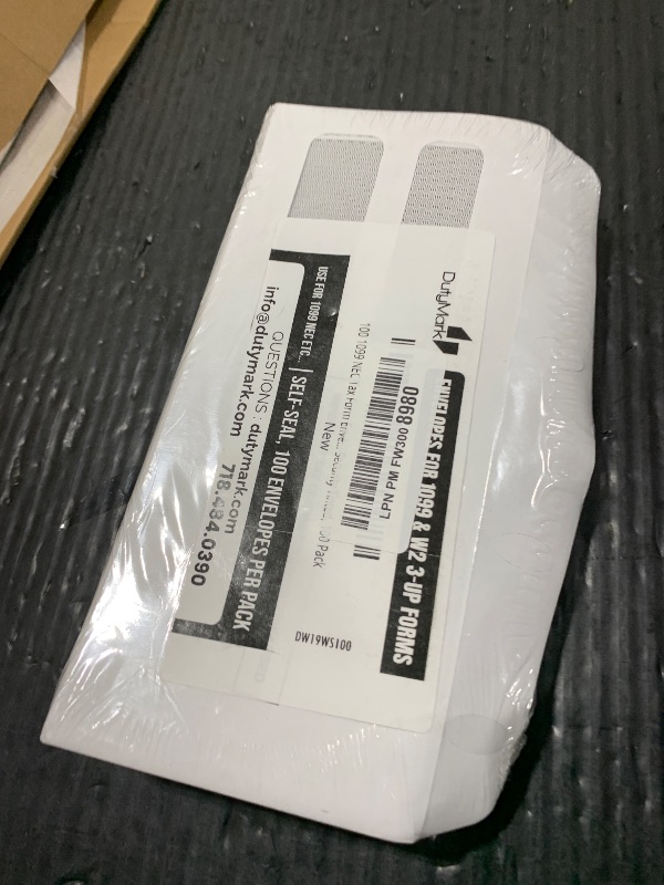 Photo 1 of 100 1099 NEC Tax Form Envelopes, Designed for Printed 1099 NEC Forms Self-Seal, Double-Window, Security Tinted, 100 Pack
