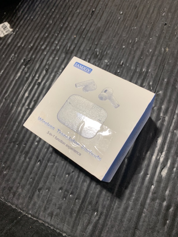 Photo 1 of IAMJOY Language Translation Earbuds, 163 Language & Accents Two-Way Translator Device Built-in 6 Mics, 42dB Hybrid Dual Noise Cancelling Earbuds for Travel Business Learning, White