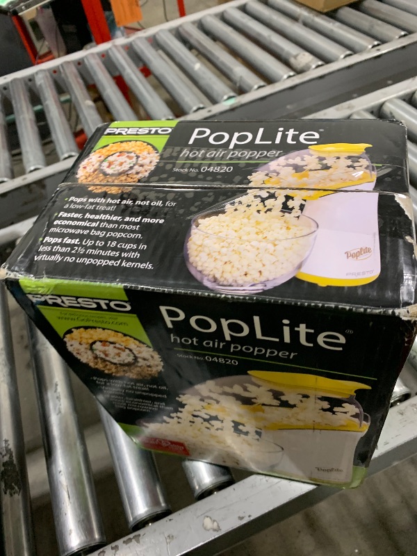 Photo 1 of Presto 04820 Poplite Hot Air Popcorn Popper - Built-In Measuring Cup + Melts Butter, Easy to Clean, Built-In Cord Wrap, 18 Cups, Yellow