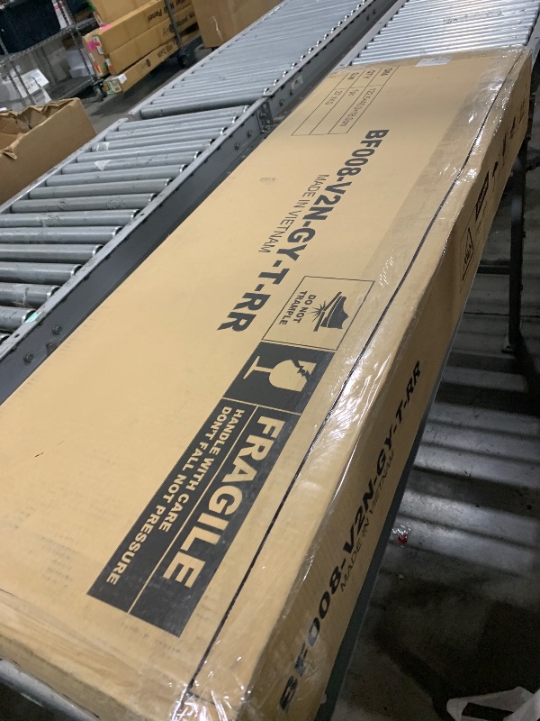 Photo 1 of Rolanstar Bed Frame Twin Size with Charging Station and LED Lights, Upholstered Headboard with Storage Shelves, Heavy Duty Metal Slats, No Box Spring Need, Noise Free, Easy Assembly, Dark Grey