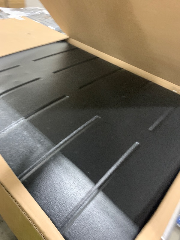 Photo 1 of Suncast 160-Gal. Waterproof Resin Extra-Large Outdoor Patio Deck Box with Pad-Lockable Lid, Modern Reeded Outdoor Patio Bench/Storage Box for Cushions, Garden Tools, and More, Iron Ore/French Gray