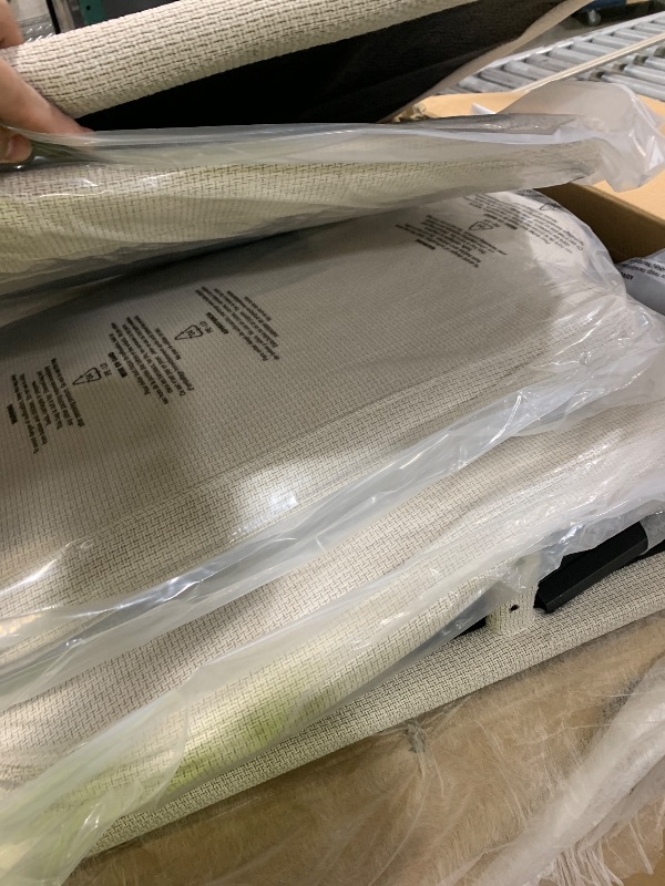 Photo 1 of Marsail Modern 89 Inch Linen Fabric Sofa, 3-Seater Couch with Wide Armrests, Deep Cushions & Removable Washable Covers, Comfortable Living Room Furniture, Beige