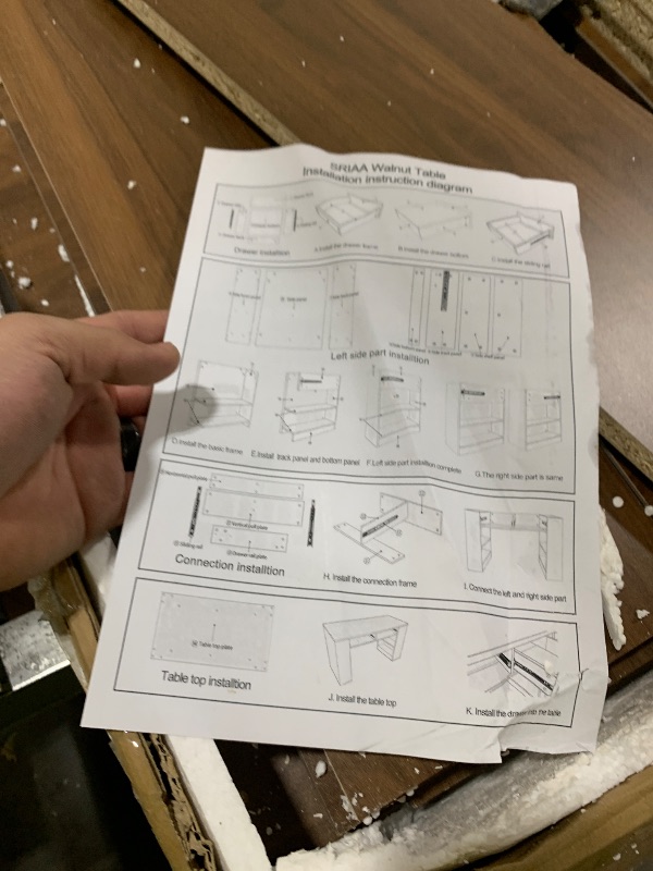 Photo 1 of SRIAA Walnut Computer Desk – 47” Modern Wooden Workstation with Built-in Shelves & Front Drawer – Heavy-Duty 45kg Solid Build for Home Office & Study