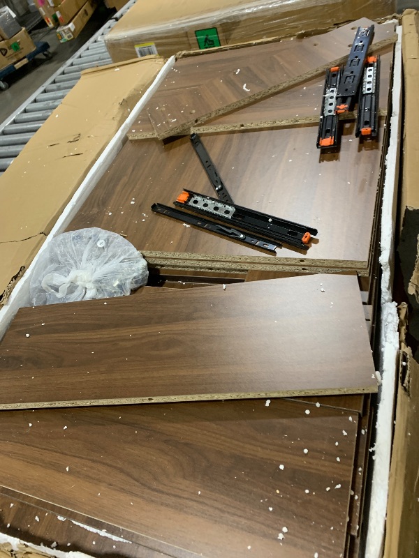 Photo 1 of SRIAA Walnut Computer Desk – 47” Modern Wooden Workstation with Built-in Shelves & Front Drawer – Heavy-Duty 45kg Solid Build for Home Office & Study