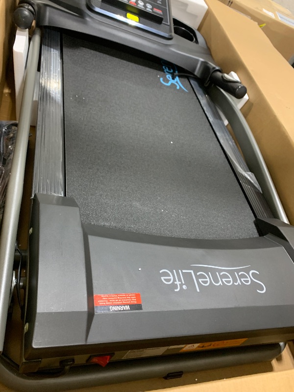 Photo 1 of SereneLife Folding Exercise Running Treadmill Machine, Upgraded Electric Motorized Exercise Equipment with 12 Pre-Set Program, 4 Incline Level, Bluetooth Music and App Support for Home Gym or Office