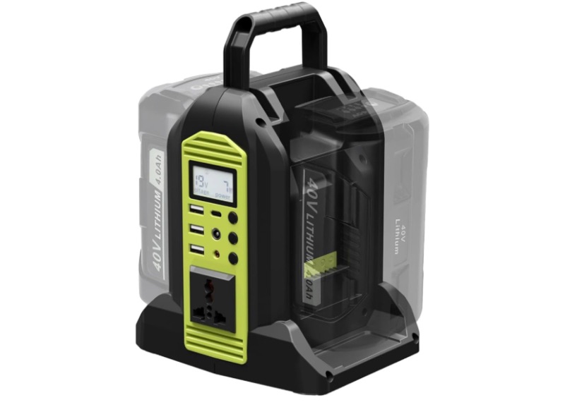 Photo 1 of WaxPar Power Inverter Compatible with Ryobi 40V Battery, 350W Outdoor Generators Convert DC 40V to AC 120V Pure Sine Wave Inverter with 6 Output Ports, LED Light for Camping Emergency