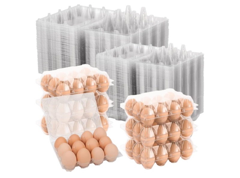Photo 1 of 100 Pack Clear Plastic Egg Cartons, Reusable Stackable Egg Containers for Farm, Market & Fridge Storage, 3×4 Grid