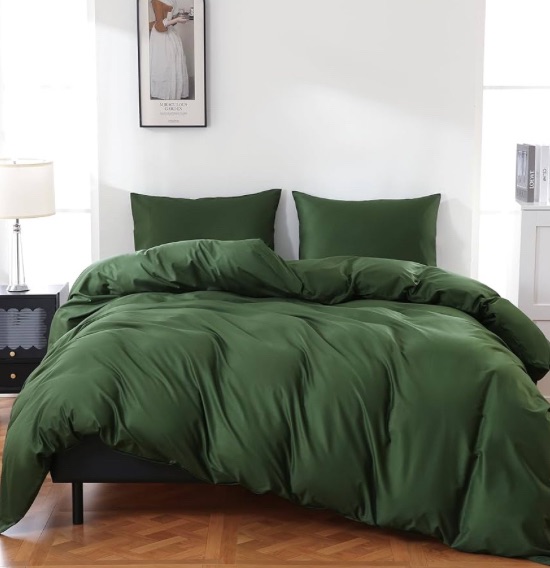 Photo 1 of 100% Organic Cotton Duvet Cover Queen Size 400 Thread Count Sateen Comforter Cover Soft and Breathable Cooling Bedding Set 3 Piece?Forest Green,Queen?