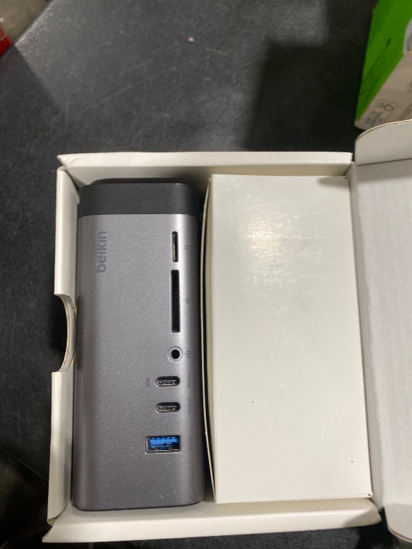 Photo 1 of Belkin USB-C Hub, 11-in-1 Pro GaN Dock 150W, Multi-Port Docking Station w/USB-C, USB-A, Ethernet, SD, MicroSD, 3.5mm Port, 4K HDMI Ports for Triple Monitor Display - Compatible w/MacBook Pro & More