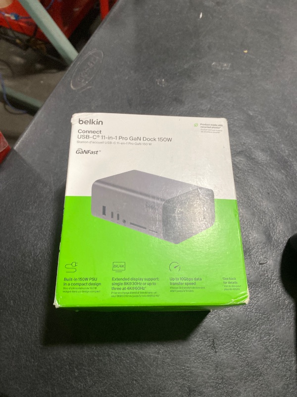 Photo 1 of Belkin USB-C Hub, 11-in-1 Pro GaN Dock 150W, Multi-Port Docking Station w/USB-C, USB-A, Ethernet, SD, MicroSD, 3.5mm Port, 4K HDMI Ports for Triple Monitor Display - Compatible w/MacBook Pro & More